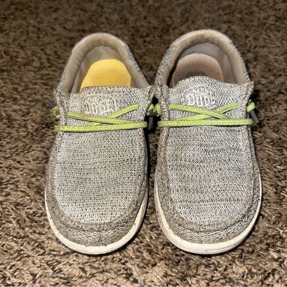 Hey Dude Gray and Green slip on Shoes Youth size 1 Ladies size 2 - Picture 2 of 6